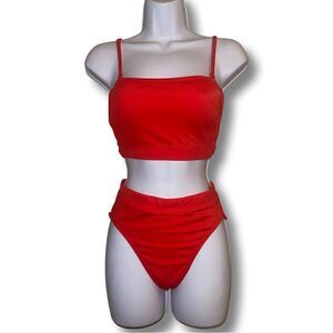 XHILARATION Ribbed High Waisted Bandeau Bikini Size Small